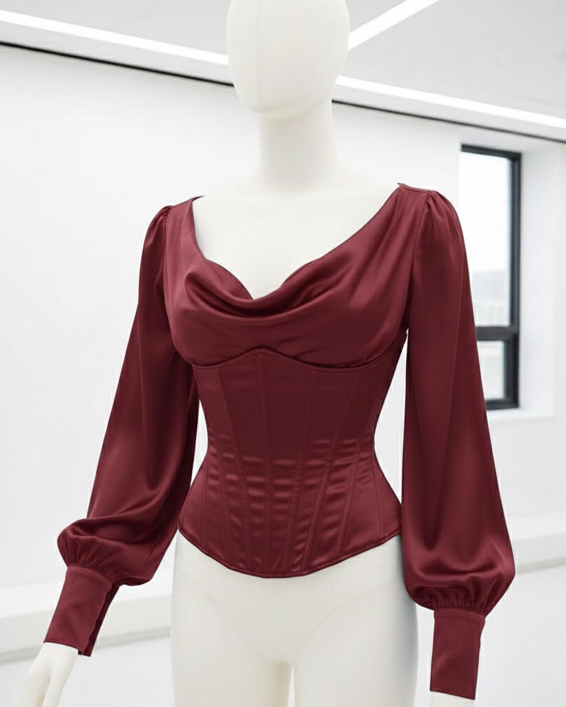 Burgundy Corset Blouse